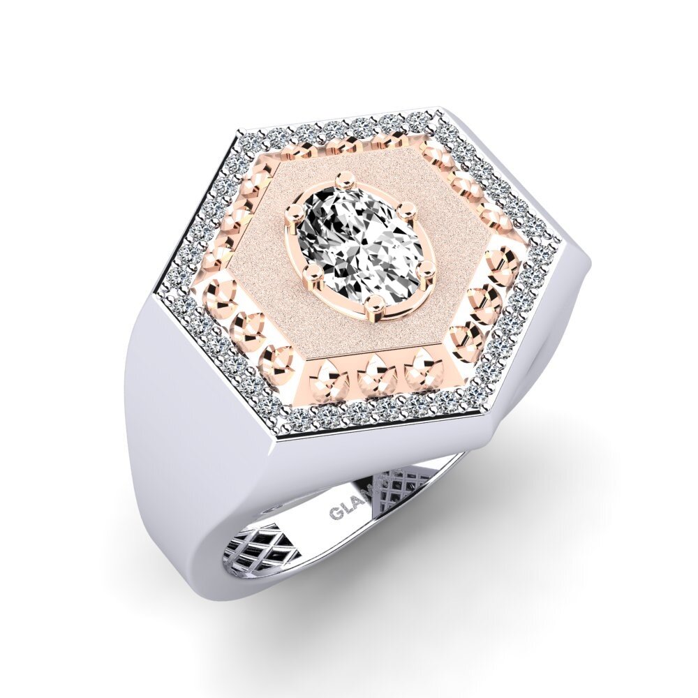 14ct White & Rose Gold Moissanite Men's Ring Utolde