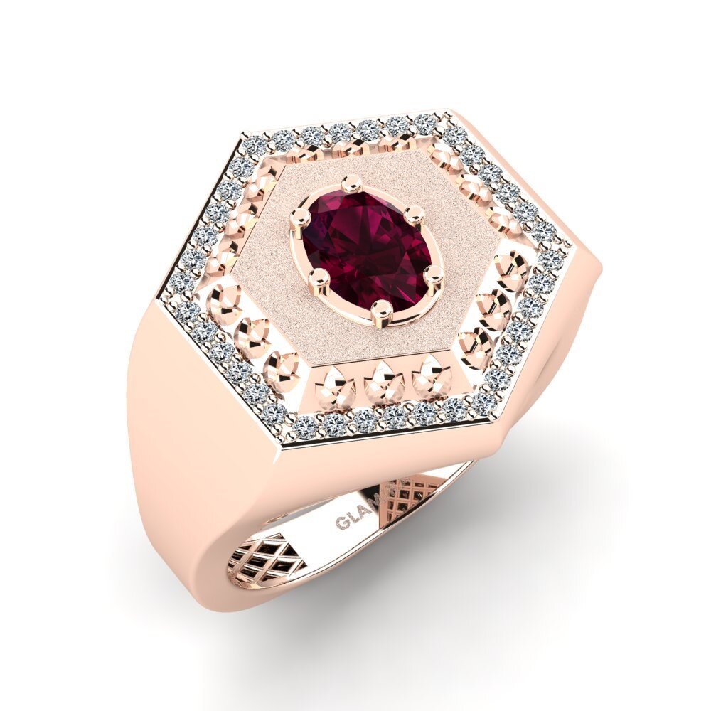 9ct Rose Gold Rhodolite Garnet Men's Ring Utolde