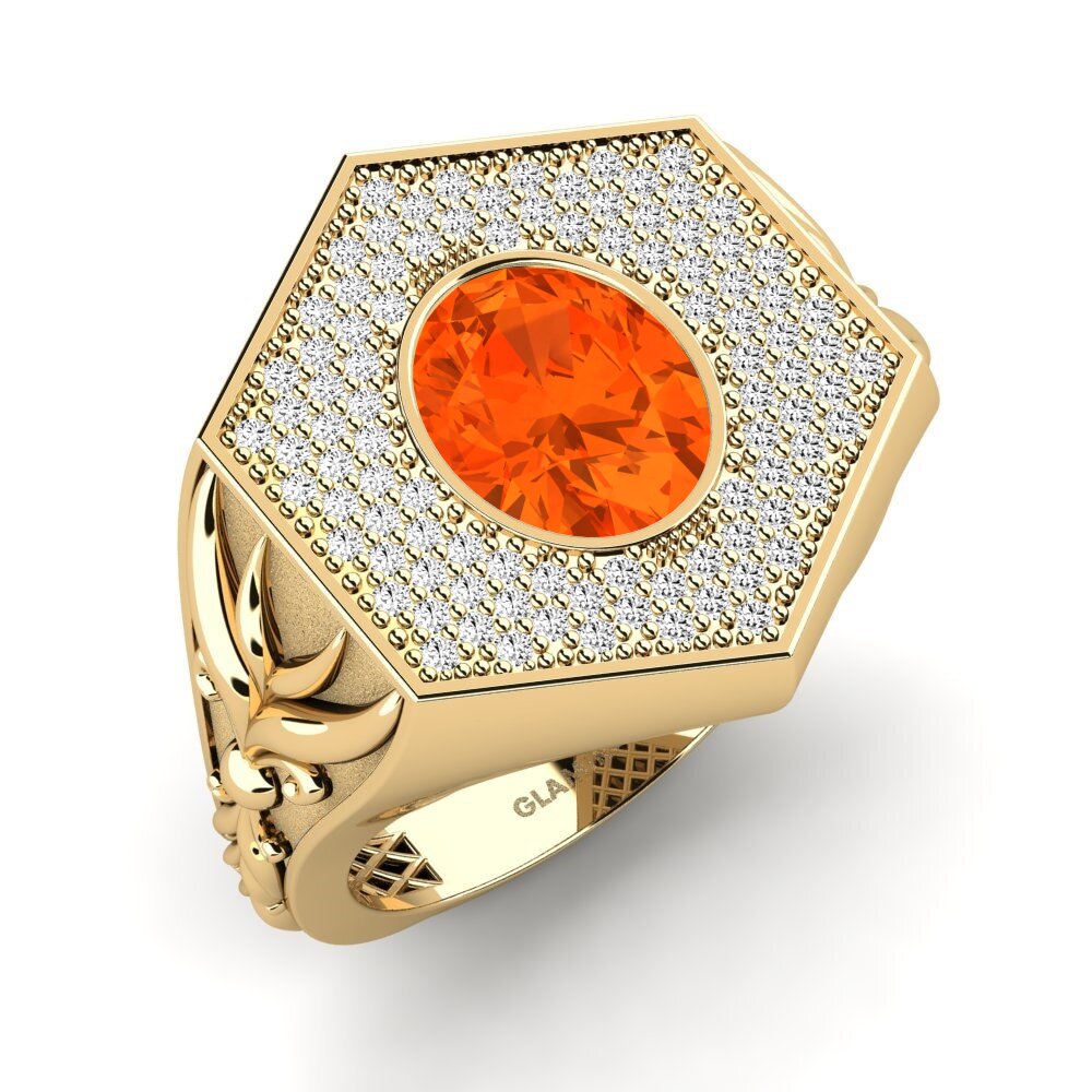 14ct Yellow Gold Fire-Opal Men's Ring Weben