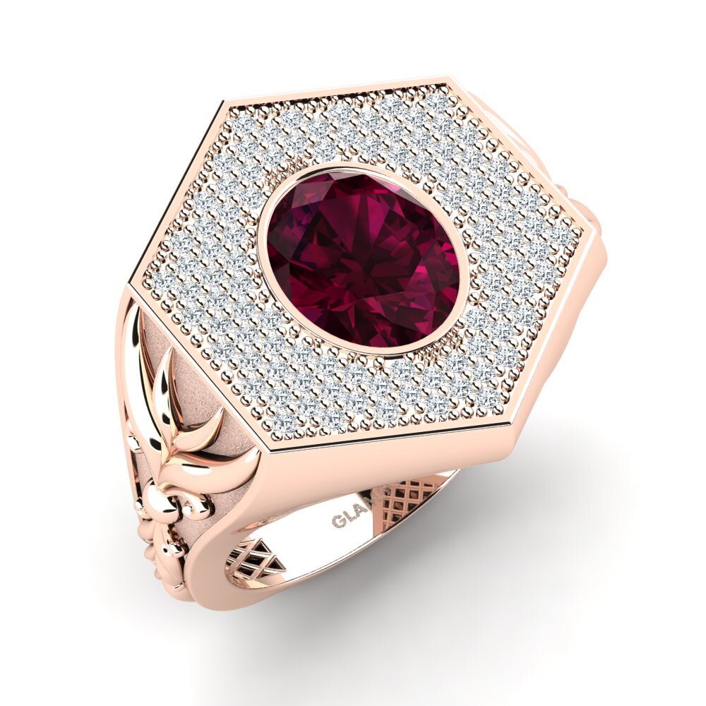 9ct Rose Gold Rhodolite Garnet Men's Ring Weben