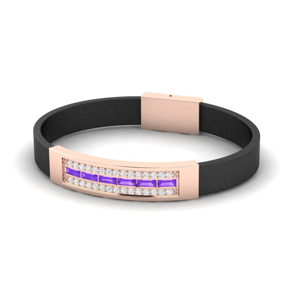 14ct Rose Gold Amethyst Men's Bracelet Aedrody