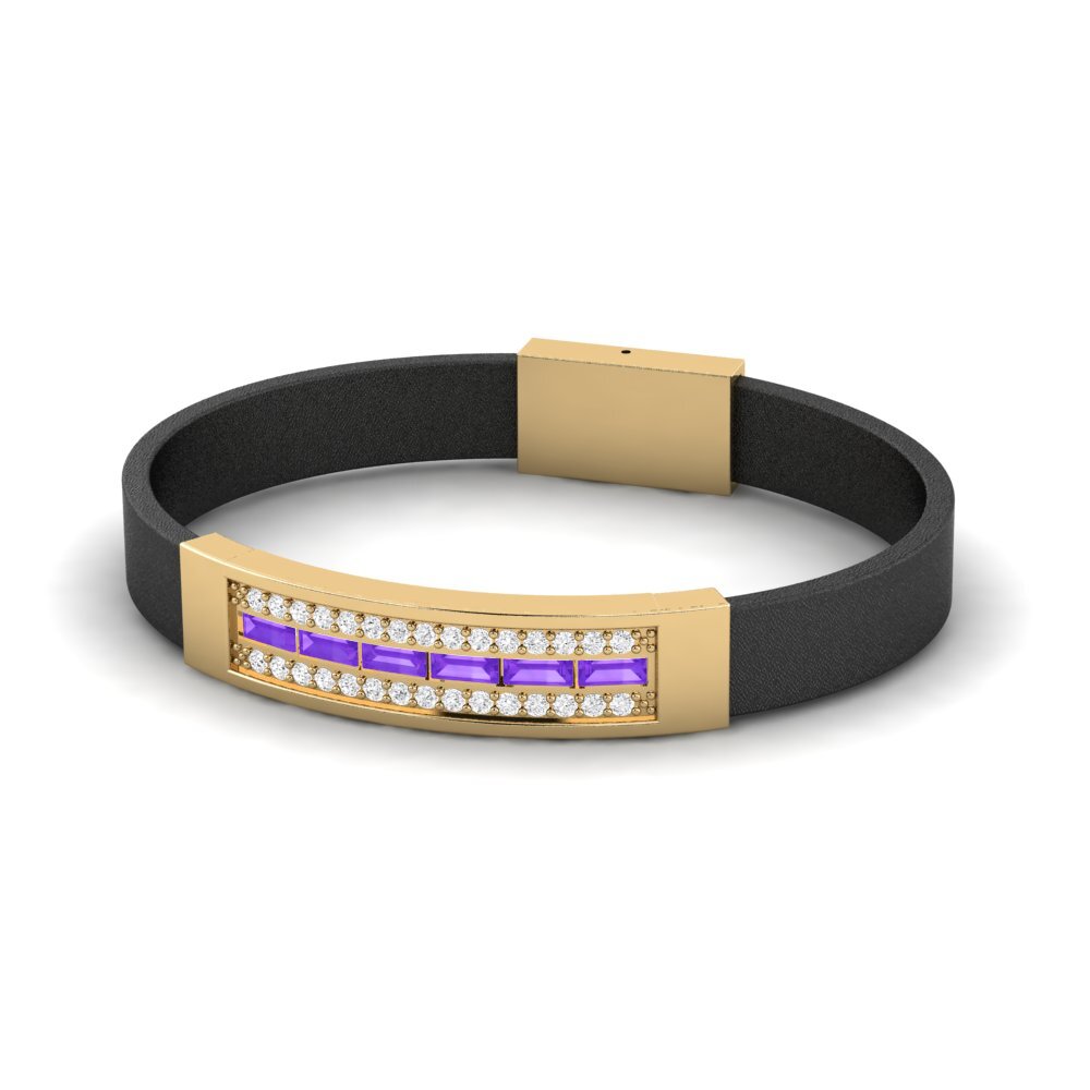 18ct Yellow Gold Amethyst Men's Bracelet Aedrody