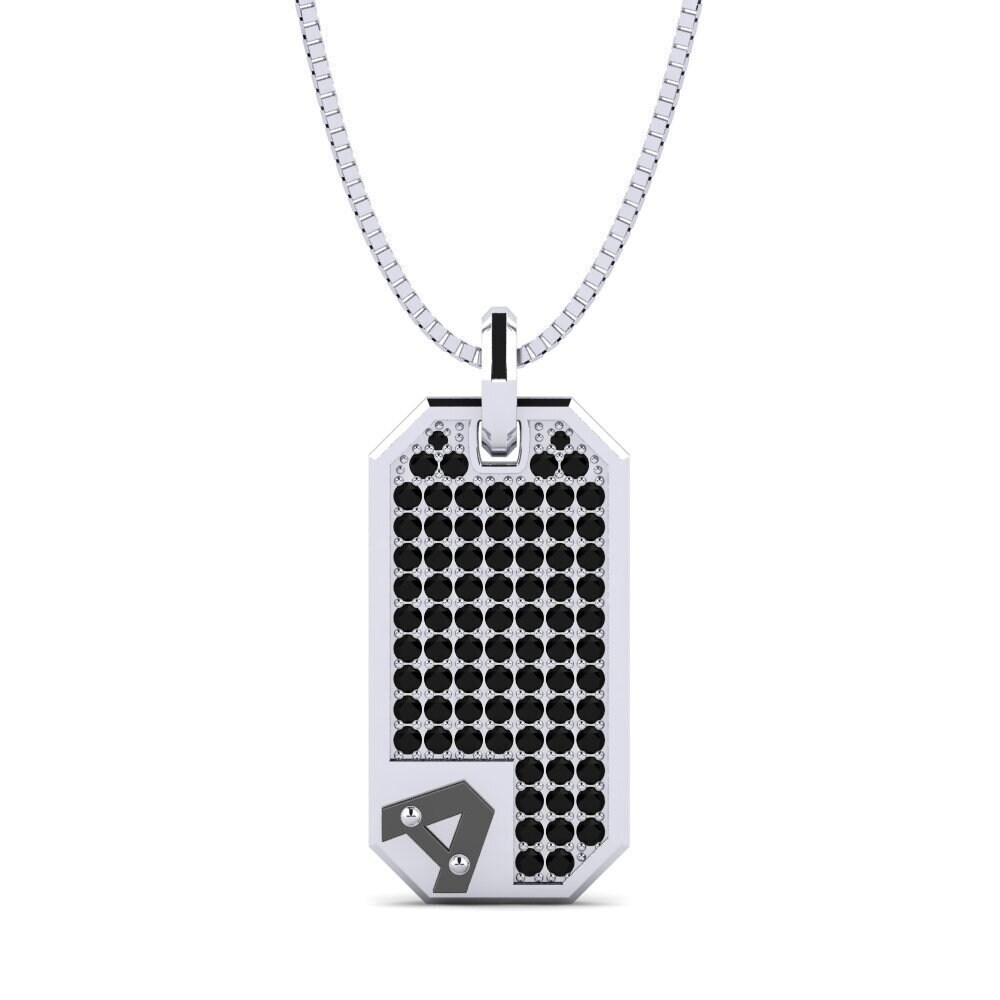 Weißgold 375 Schwarzer Onyx Herren-Anhänger Afiado - A