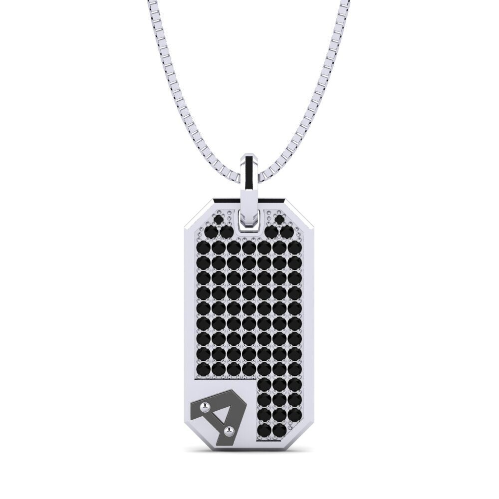 Weißgold 375 Schwarzer Diamant Herren-Anhänger Afiado - A