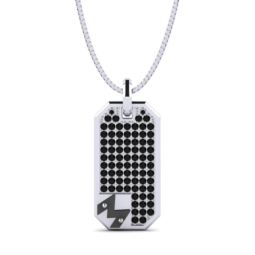 Weißgold 375 Schwarzer Diamant Herren-Anhänger Afiado - M