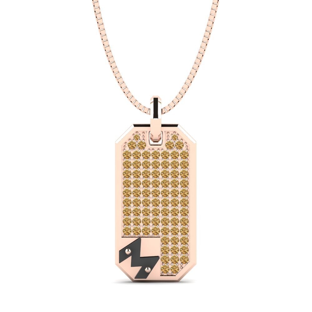 Rotgold 585 Brauner Diamant Herren-Anhänger Afiado - M