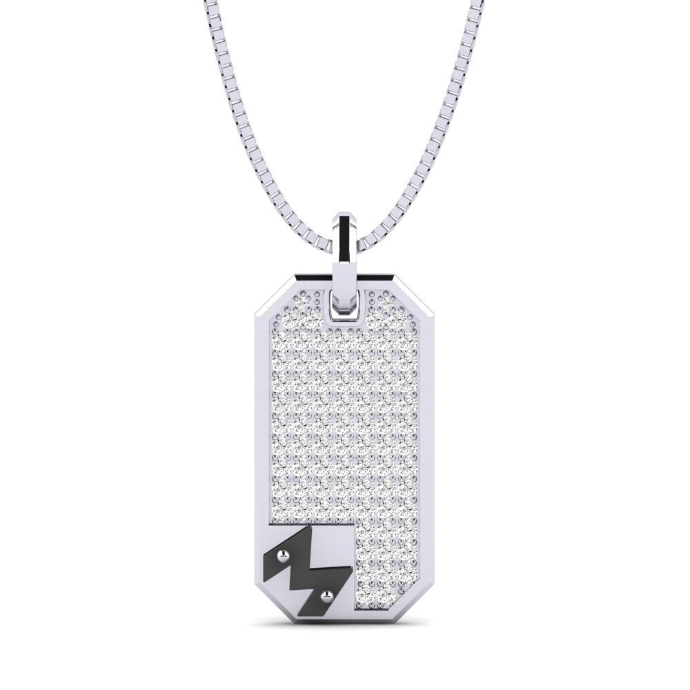 Weißgold 375 Moissanit Herren-Anhänger Afiado - M