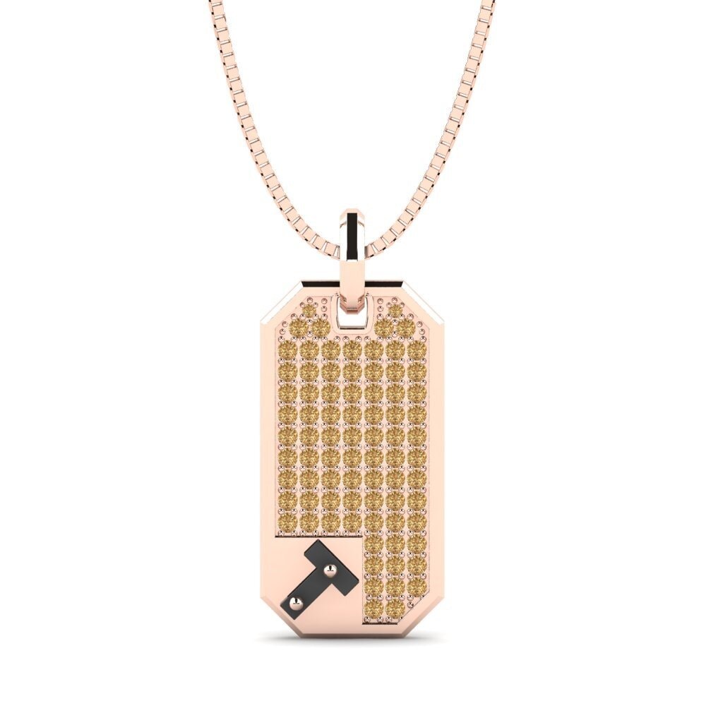 Rotgold 585 Brauner Diamant Herren-Anhänger Afiado - T