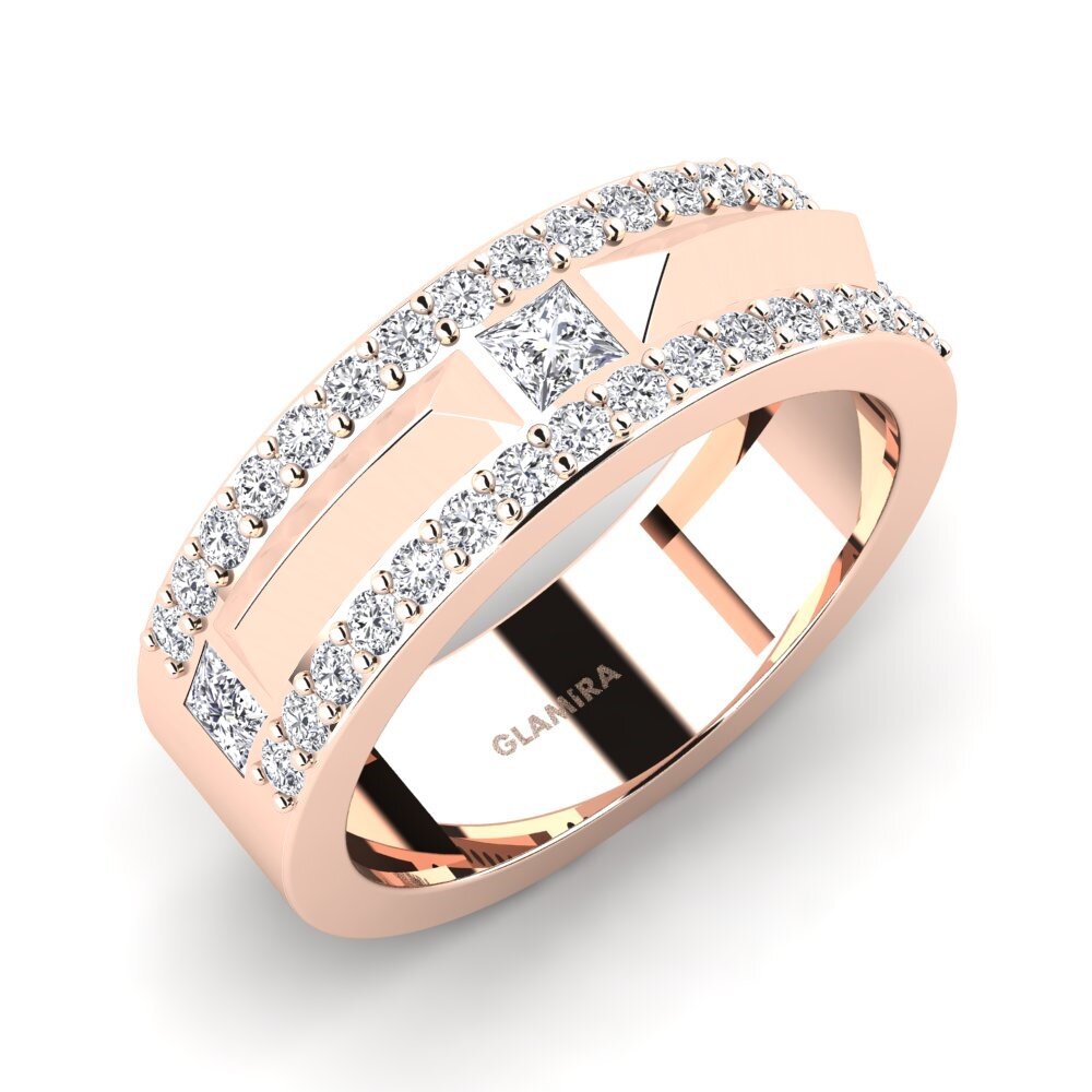 18ct Rose Gold Diamond Men's Ring Alarga