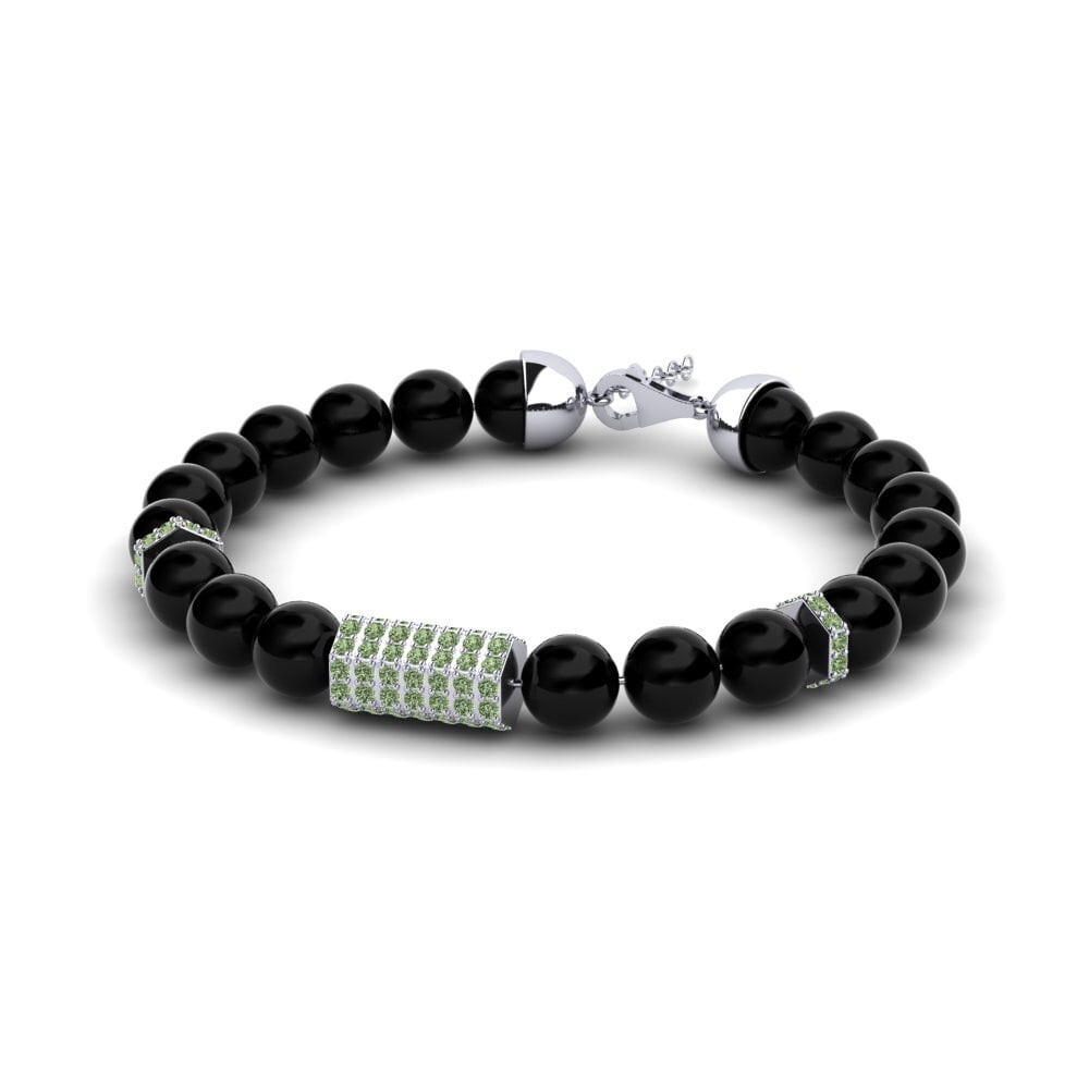 9ct White Gold Green Diamond Men's Bracelet Burgata