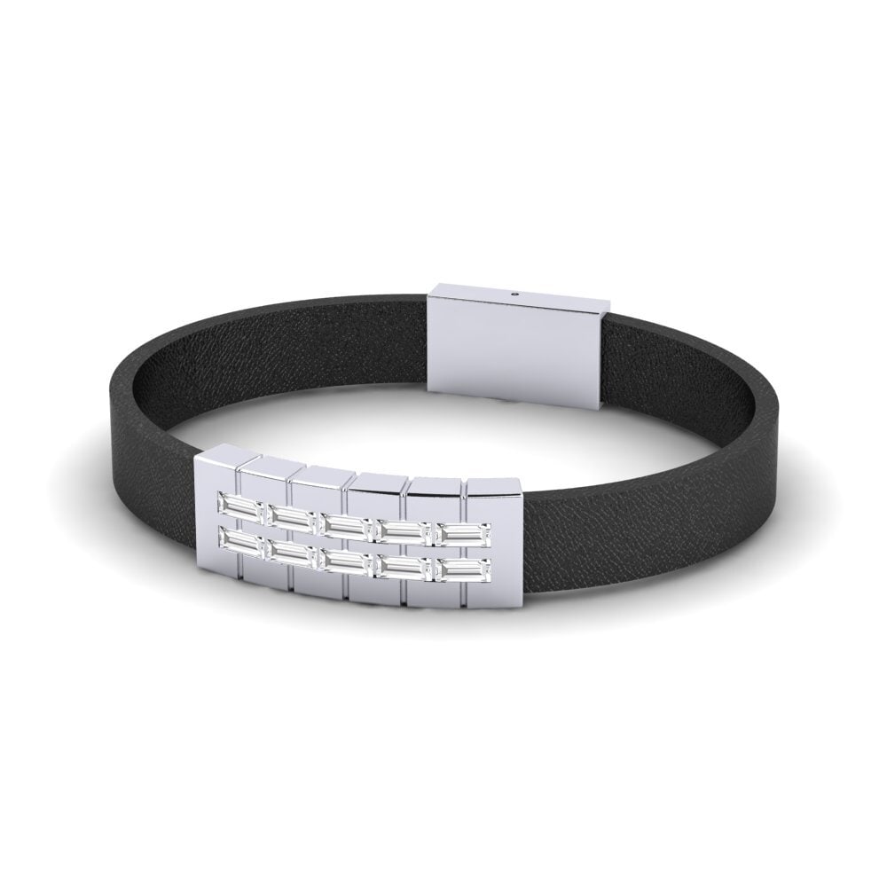 9ct White Gold White sapphire Men's Bracelet Cogsworth