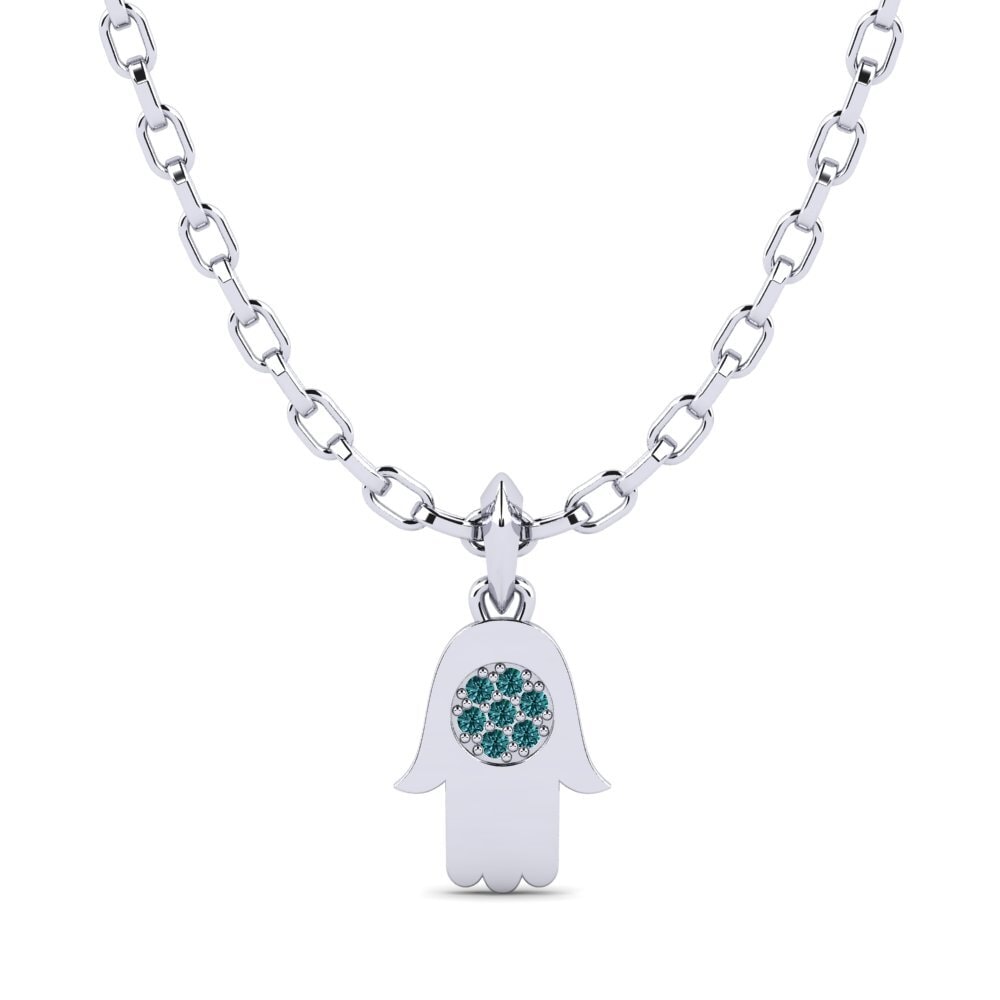 14ct White Gold Blue Diamond Men's Pendant Diffuse