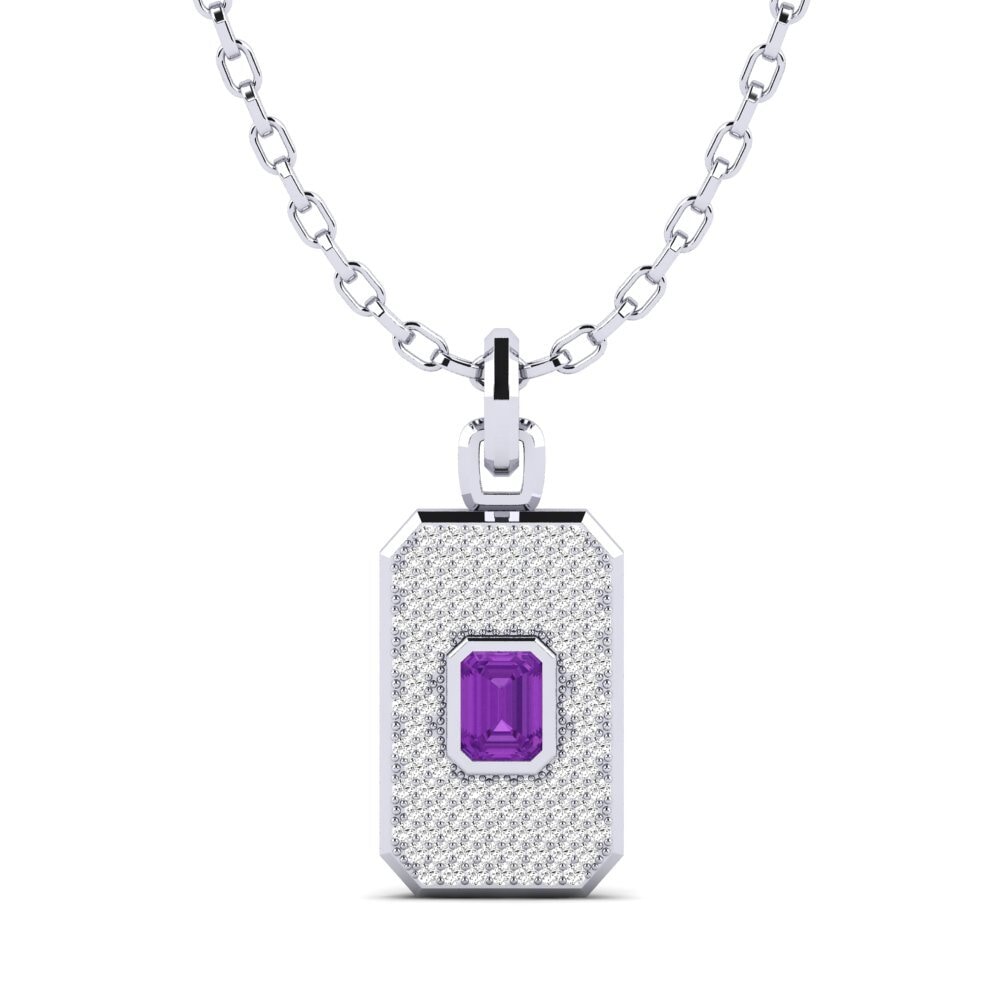 Weißgold 375 Amethyst Herren-Anhänger Fasan