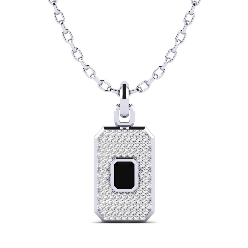 Weißgold 375 Schwarzer Onyx Herren-Anhänger Fasan