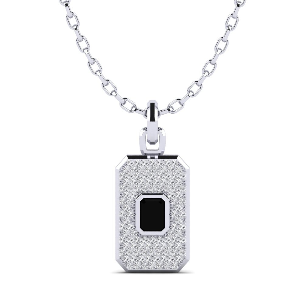 Weißgold 375 Schwarzer Diamant Herren-Anhänger Fasan