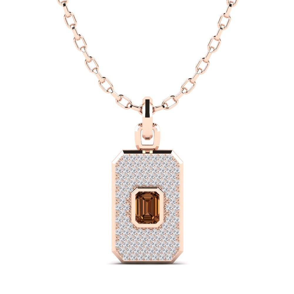 Rotgold 585 Brauner Diamant Herren-Anhänger Fasan