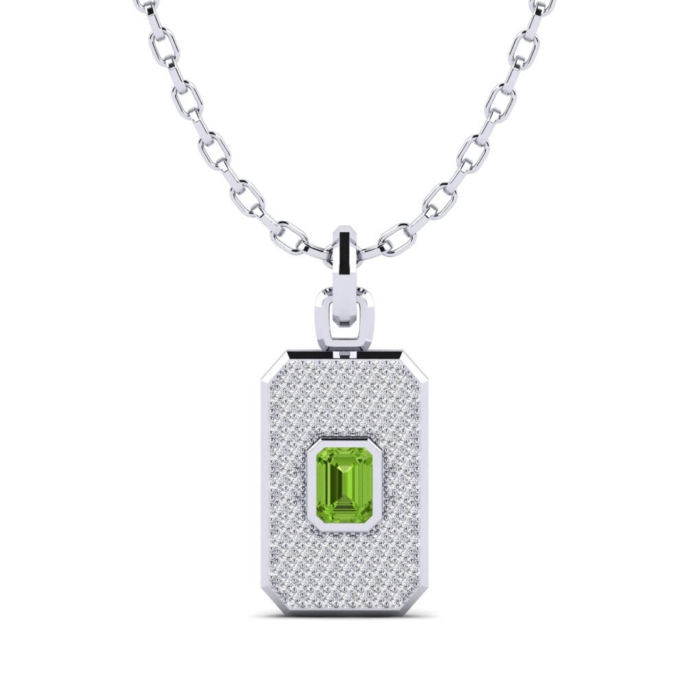 14ct White Gold Peridot Men's Pendant Fasan