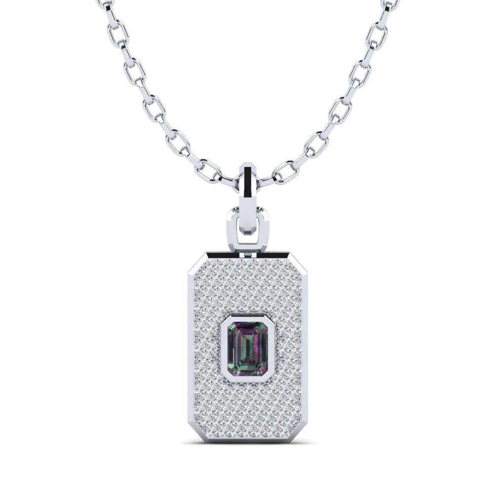 14ct White Gold Mystic Topaz Men's Pendant Fasan