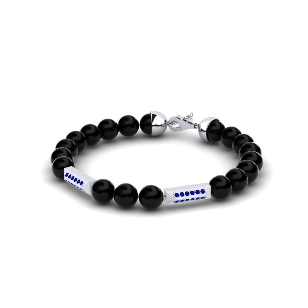 14ct White Gold Sapphire Men's Bracelet Gabya