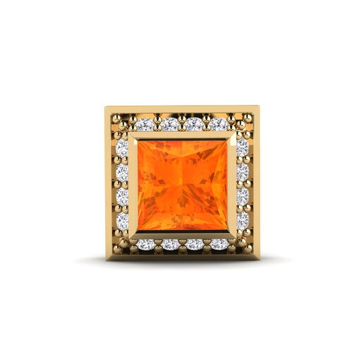 Men's Earring Hewey 585 Yellow Gold & Orange Sapphire & Diamond