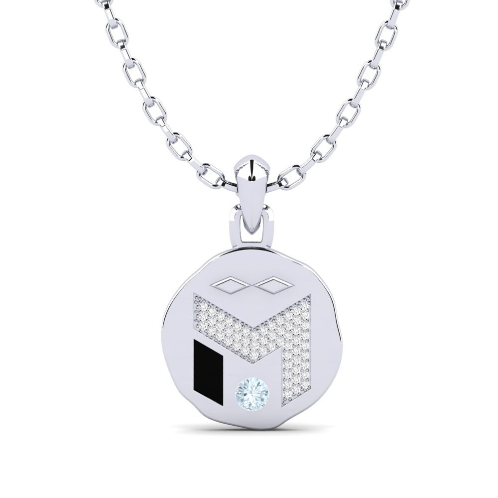 14ct White Gold Aquamarine Men's Pendant Junts
