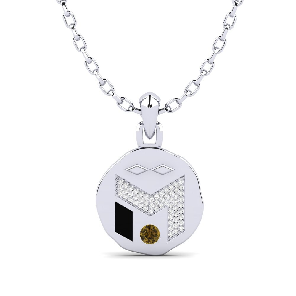 14ct White Gold Brown Zircon Men's Pendant Junts