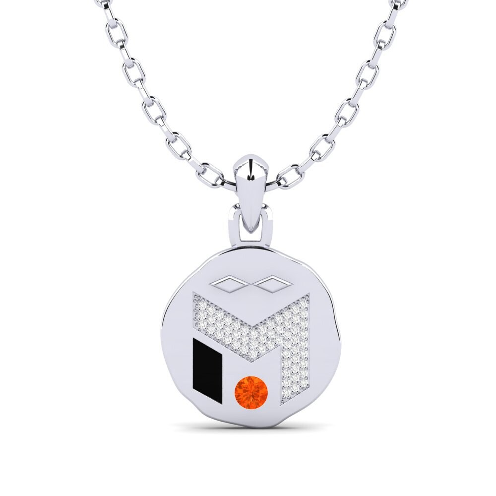 14ct White Gold Fire Opal Men's Pendant Junts