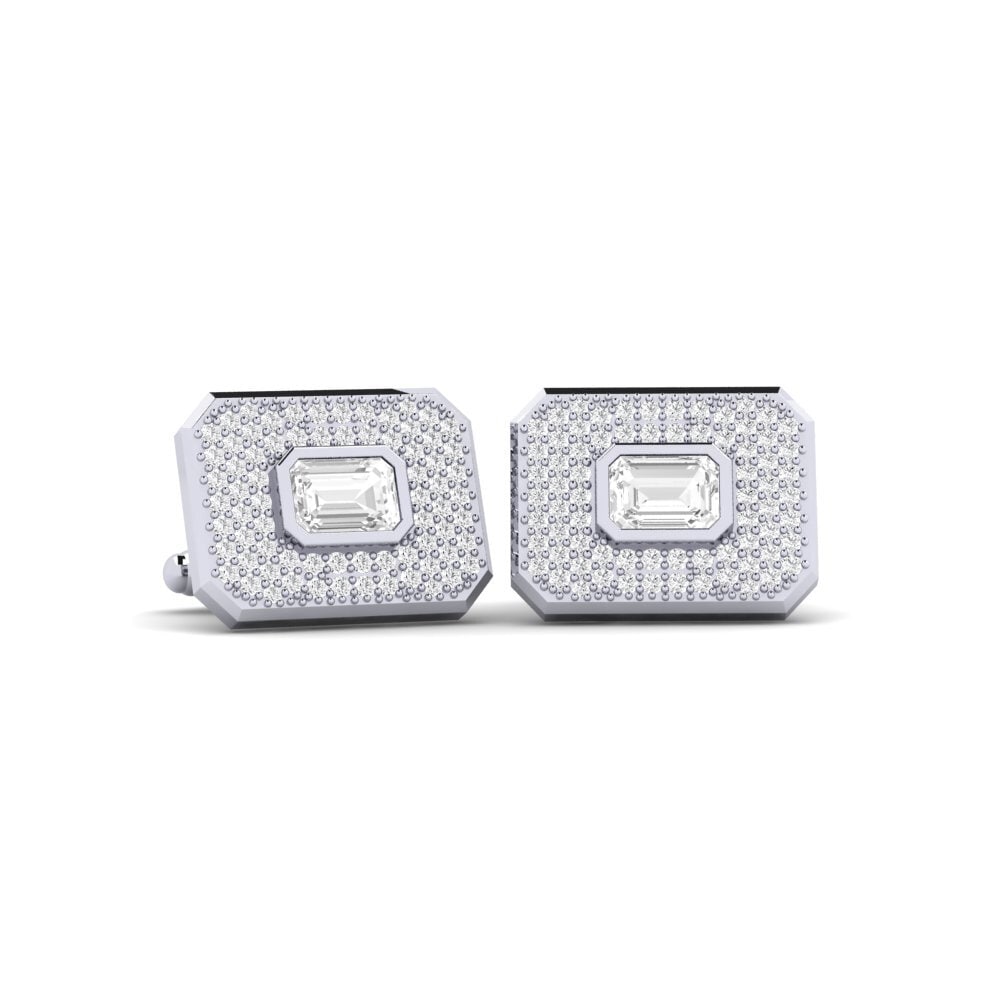 925 Prata de lei diamante-safira Abotoadura Kunye