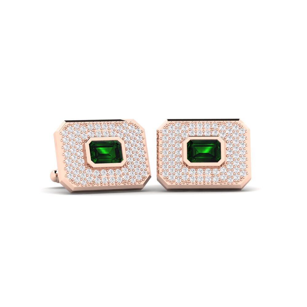 14ct Rose Gold Green Tourmaline Cufflink Kunye