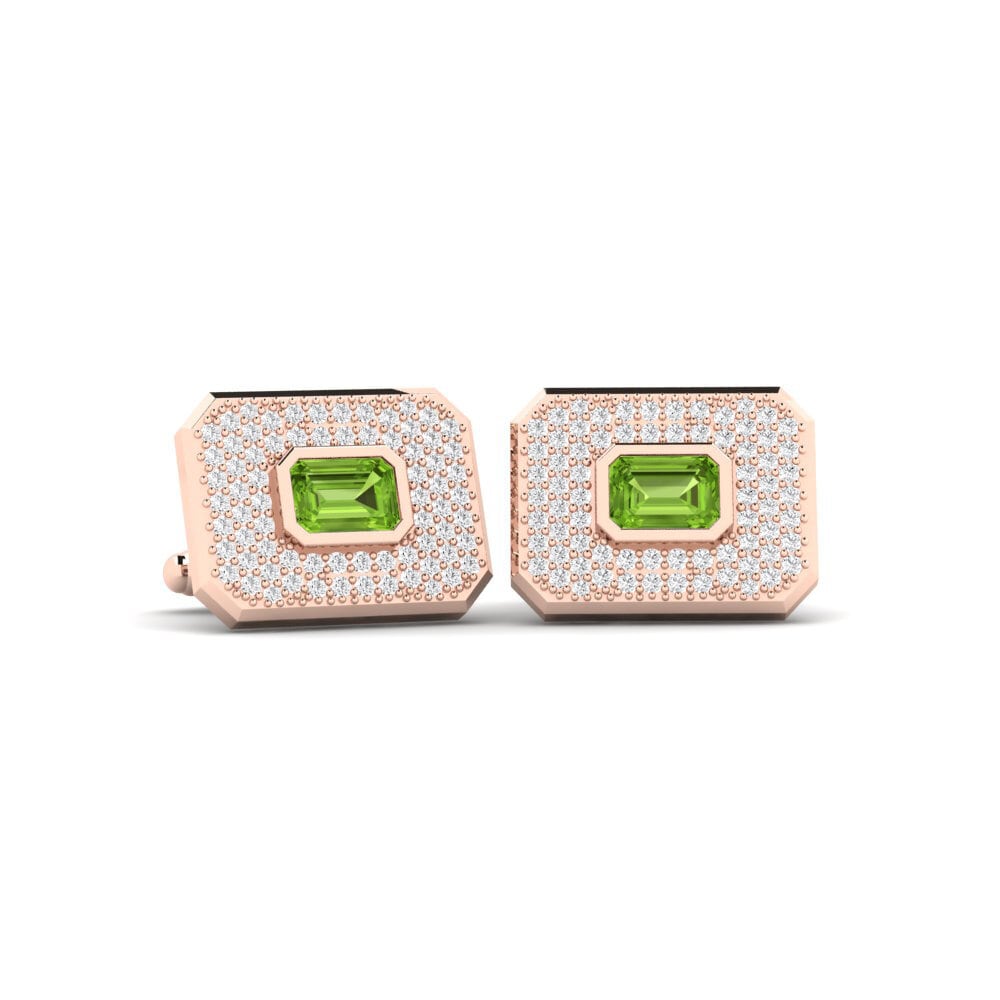 14ct Rose Gold Peridot Cufflink Kunye