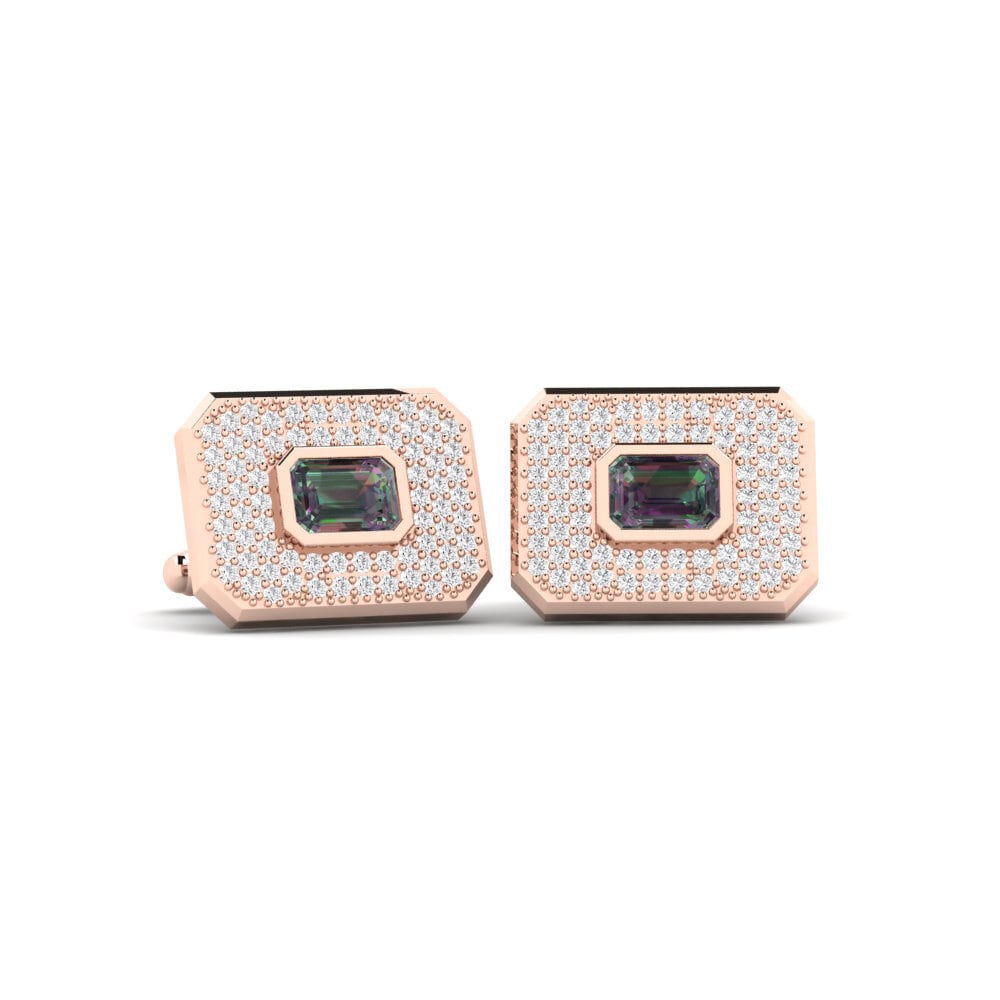 14ct Rose Gold Mystic Topaz Cufflink Kunye