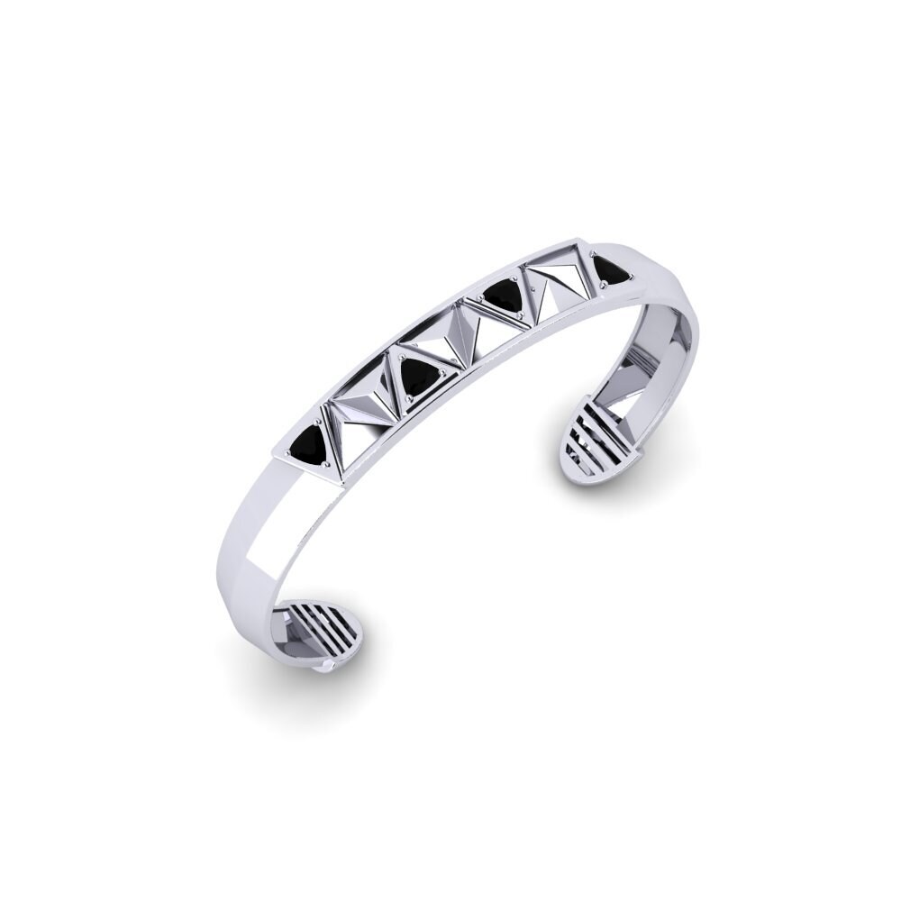 18ct White Gold Black Sapphire Men's Bracelet Mahait