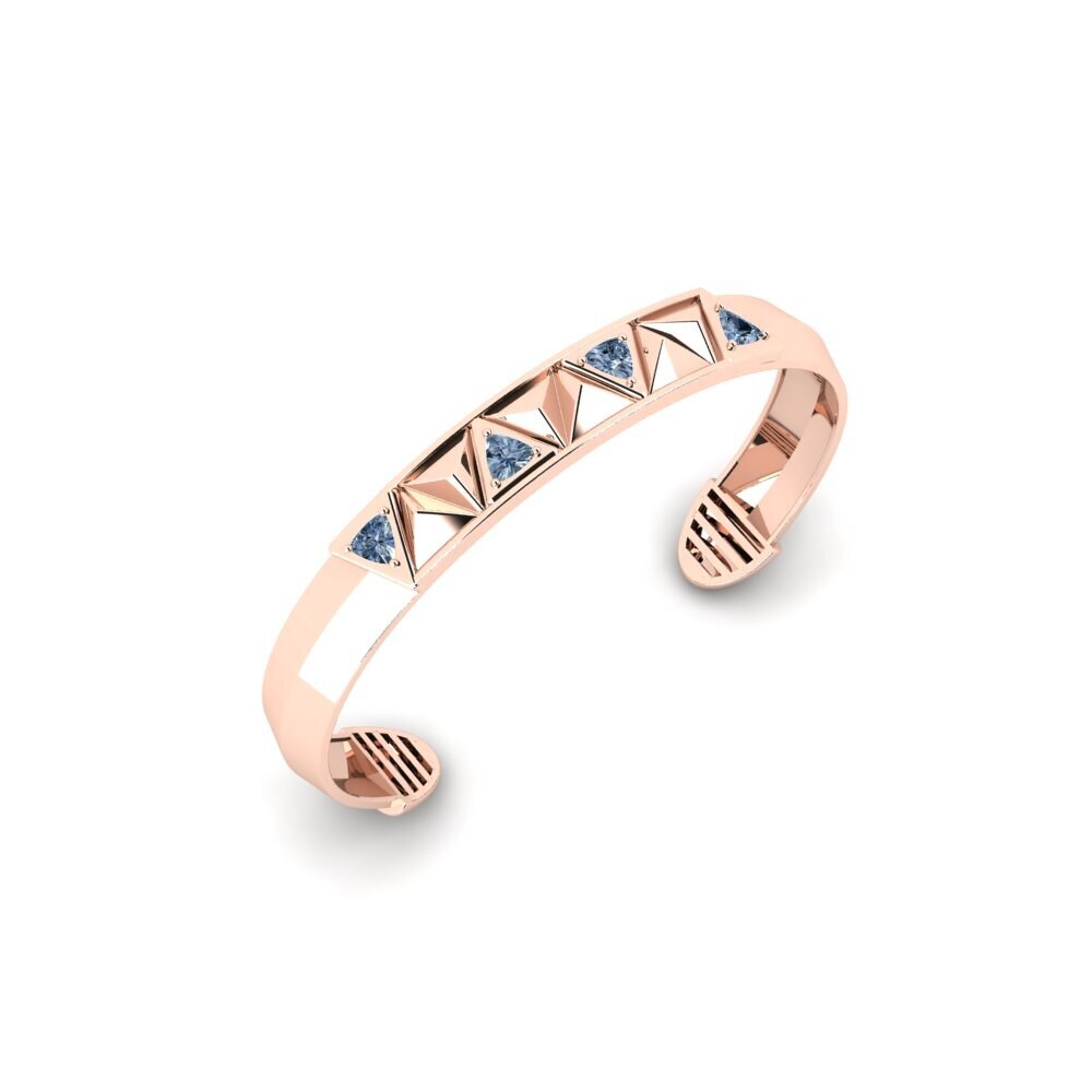 14ct Rose Gold Blue Diamond Men's Bracelet Mahait