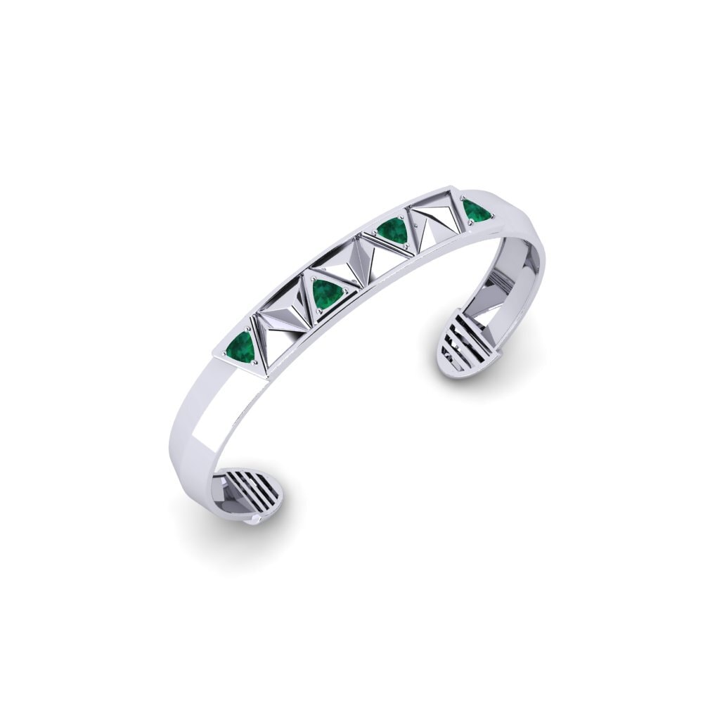 9ct White Gold Emerald Men's Bracelet Mahait