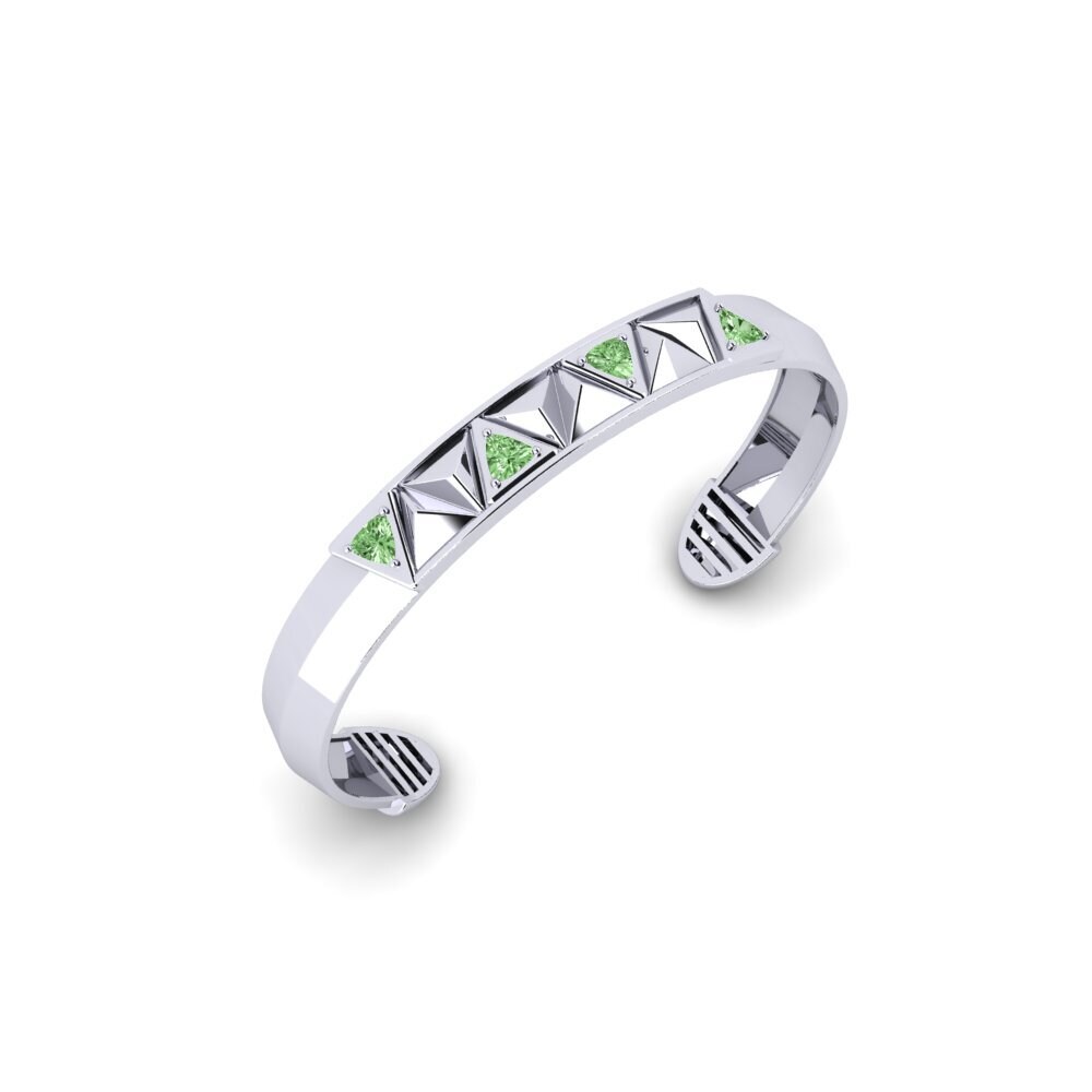 9ct White Gold Green Diamond Men's Bracelet Mahait