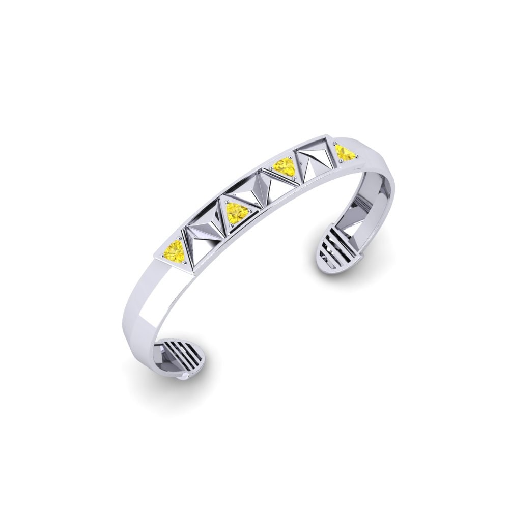 18ct White Gold Yellow Sapphire Men's Bracelet Mahait