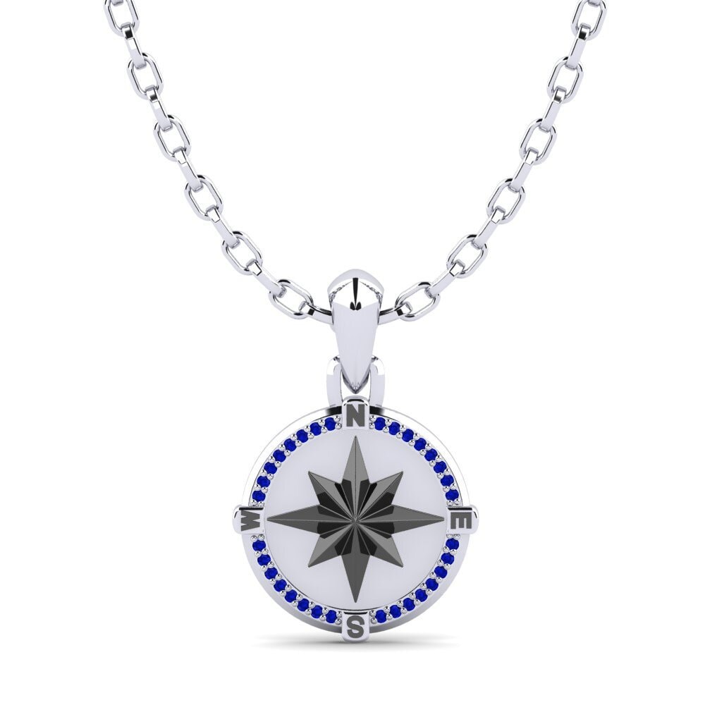 14ct White Gold Sapphire Men's Pendant Marvi