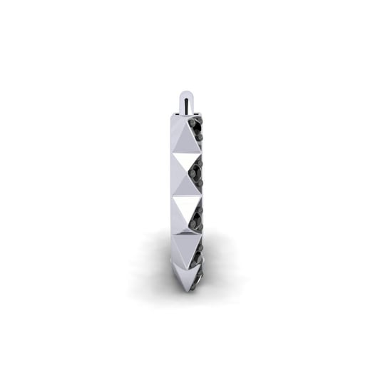 Men's Earring Mearing 585 White Gold with Black Rhodium & Black Sapphire