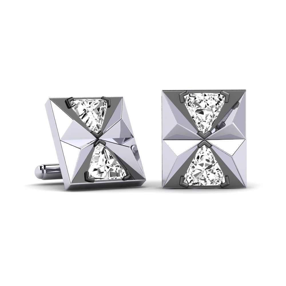 585 Hvidguld Moissanite Manchetknap Mesura
