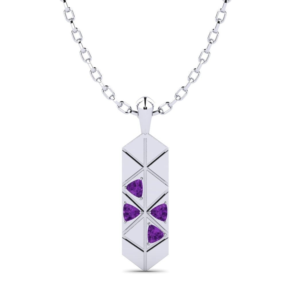 Weißgold 375 Amethyst Herren-Anhänger Miniog