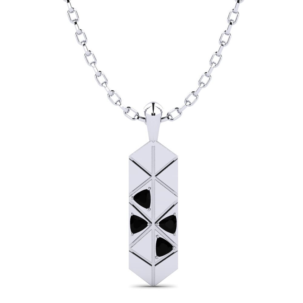 Weißgold 375 Schwarzer Diamant Herren-Anhänger Miniog