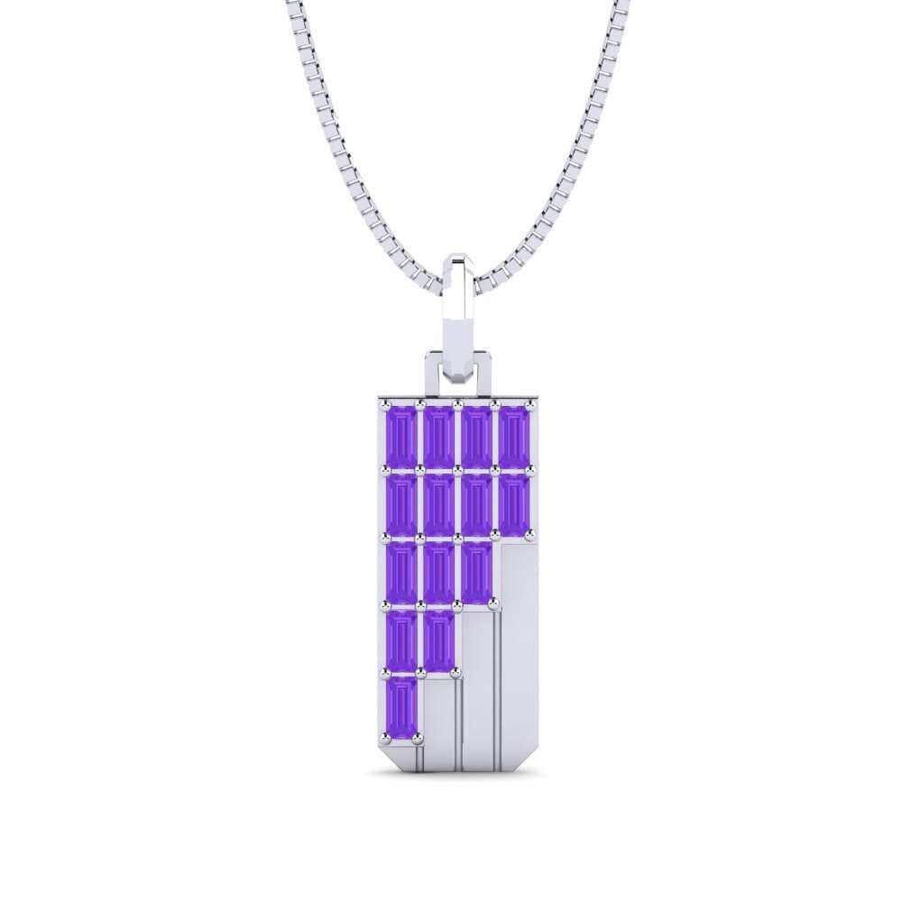 Weißgold 375 Amethyst Herren-Anhänger Pabbie