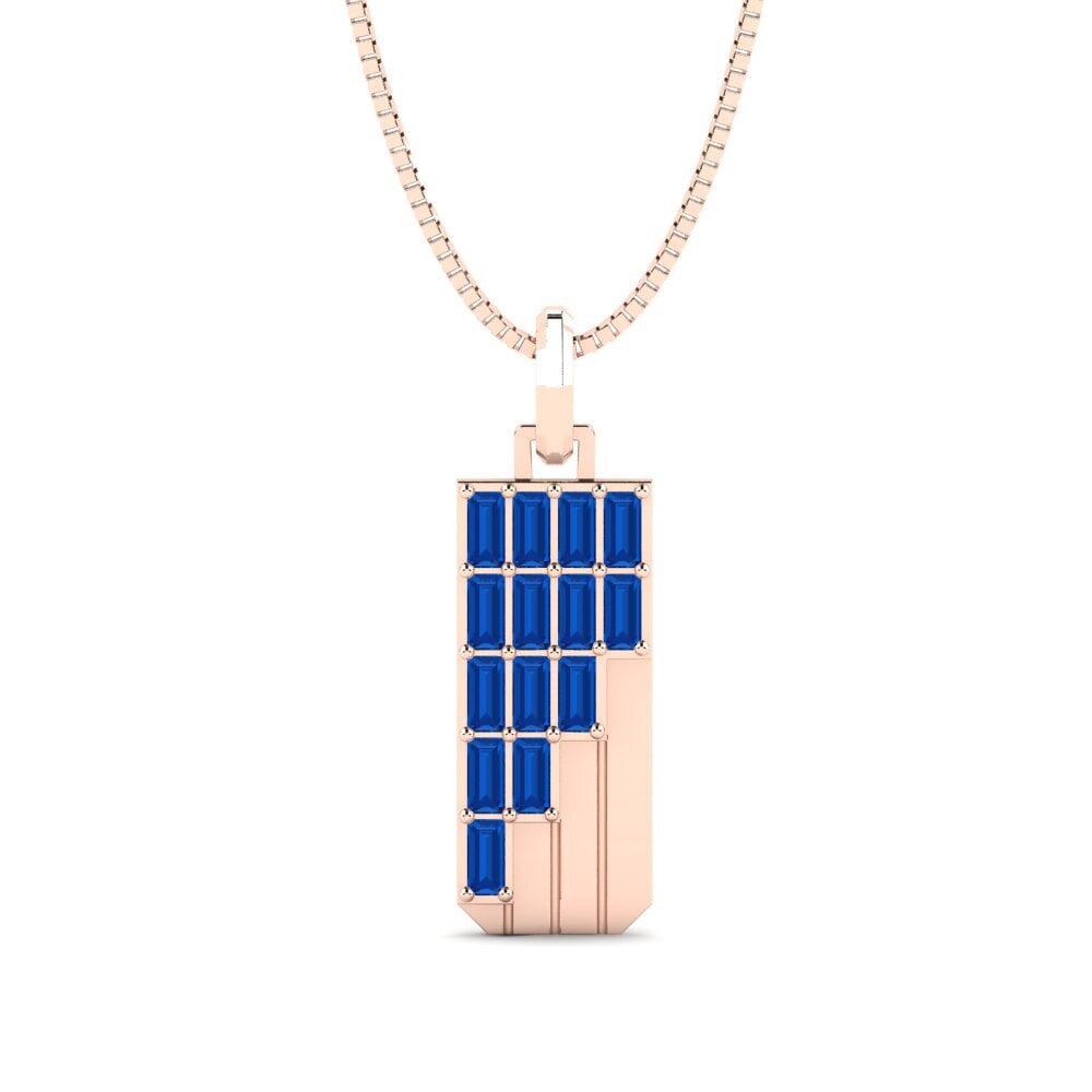 14K Rood Goud Donker Blauwe Zirkoon Heren hanger Pabbie