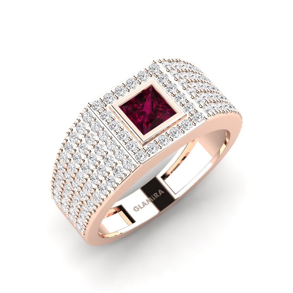 9ct Rose Gold Rhodolite Garnet Men's Ring Pantun
