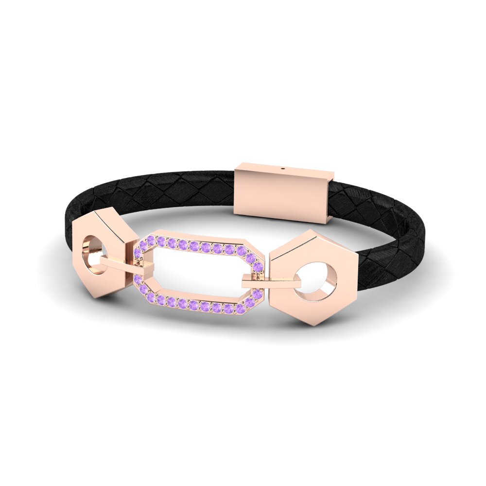 14ct Rose Gold Amethyst Men's Bracelet Patrisa