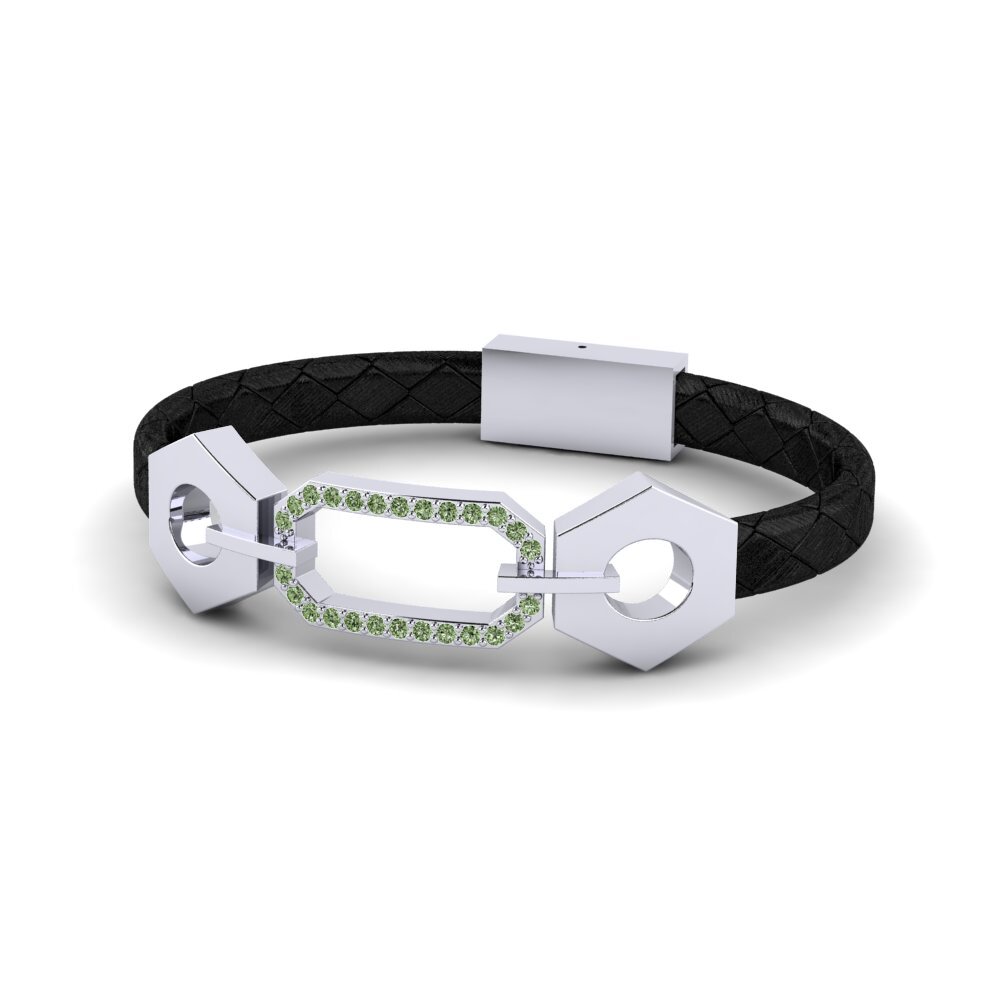 950 Palladium Green Diamond Men's Bracelet Patrisa