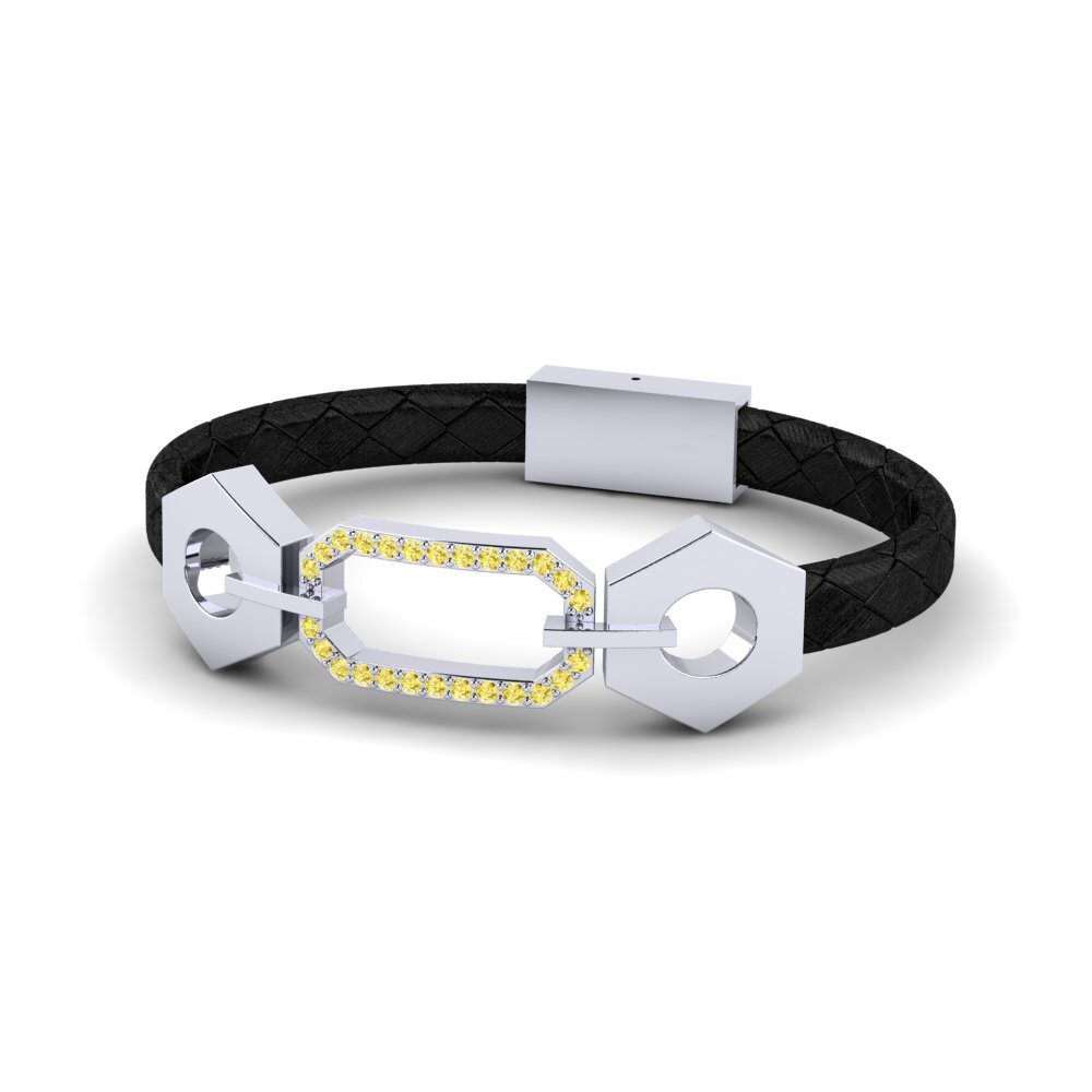 18ct White Gold Yellow Sapphire Men's Bracelet Patrisa