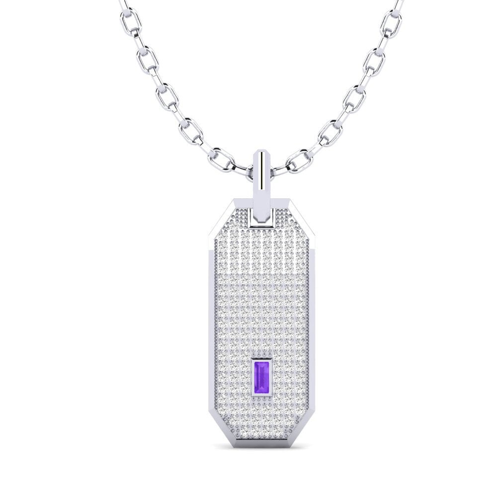 Weißgold 375 Amethyst Herren-Anhänger Pruva
