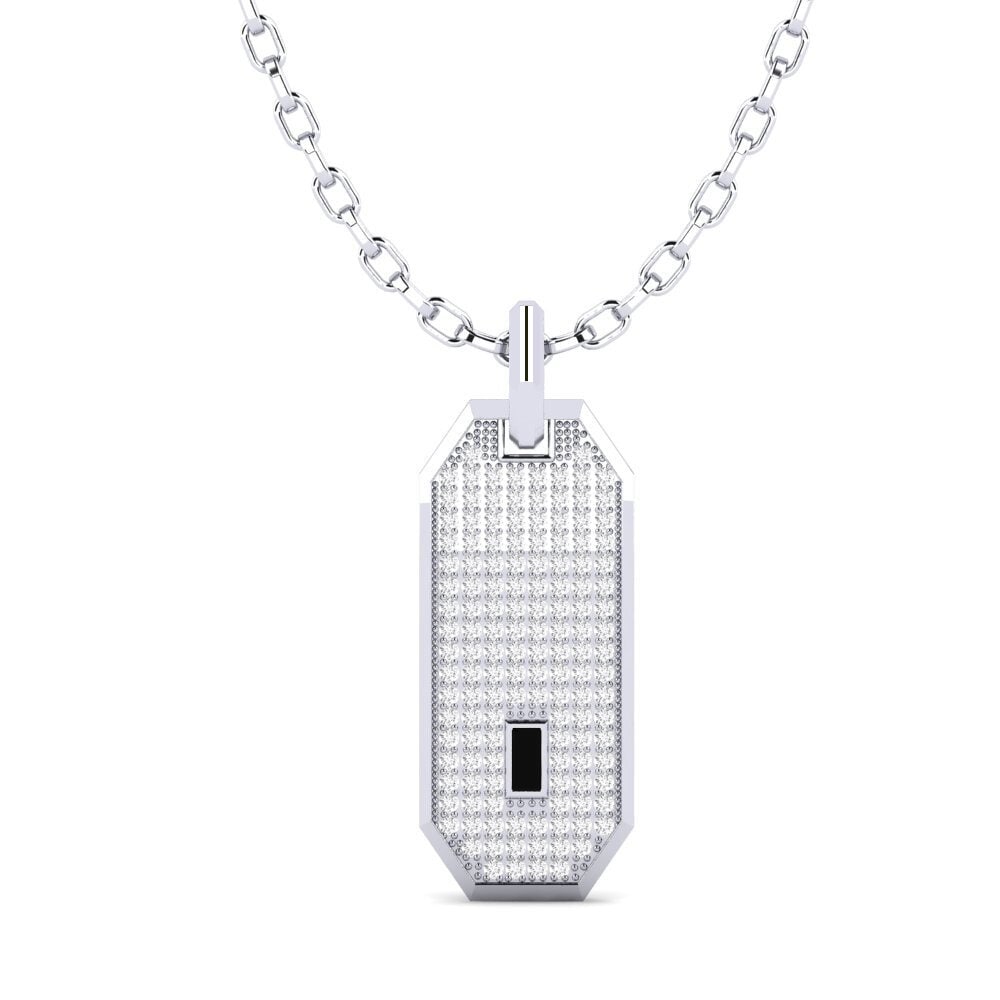 Weißgold 375 Schwarzer Diamant Herren-Anhänger Pruva