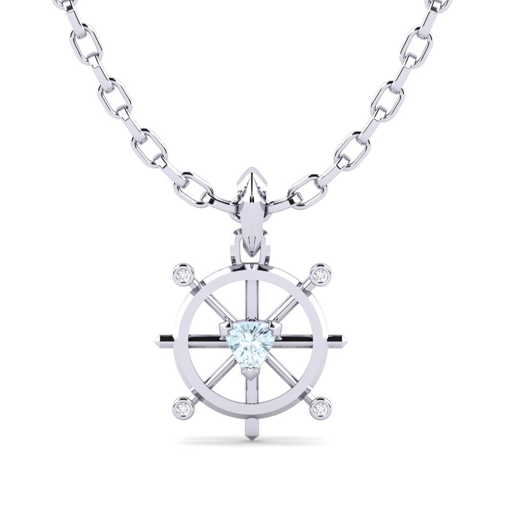 14ct White Gold Aquamarine Men's Pendant Semirana